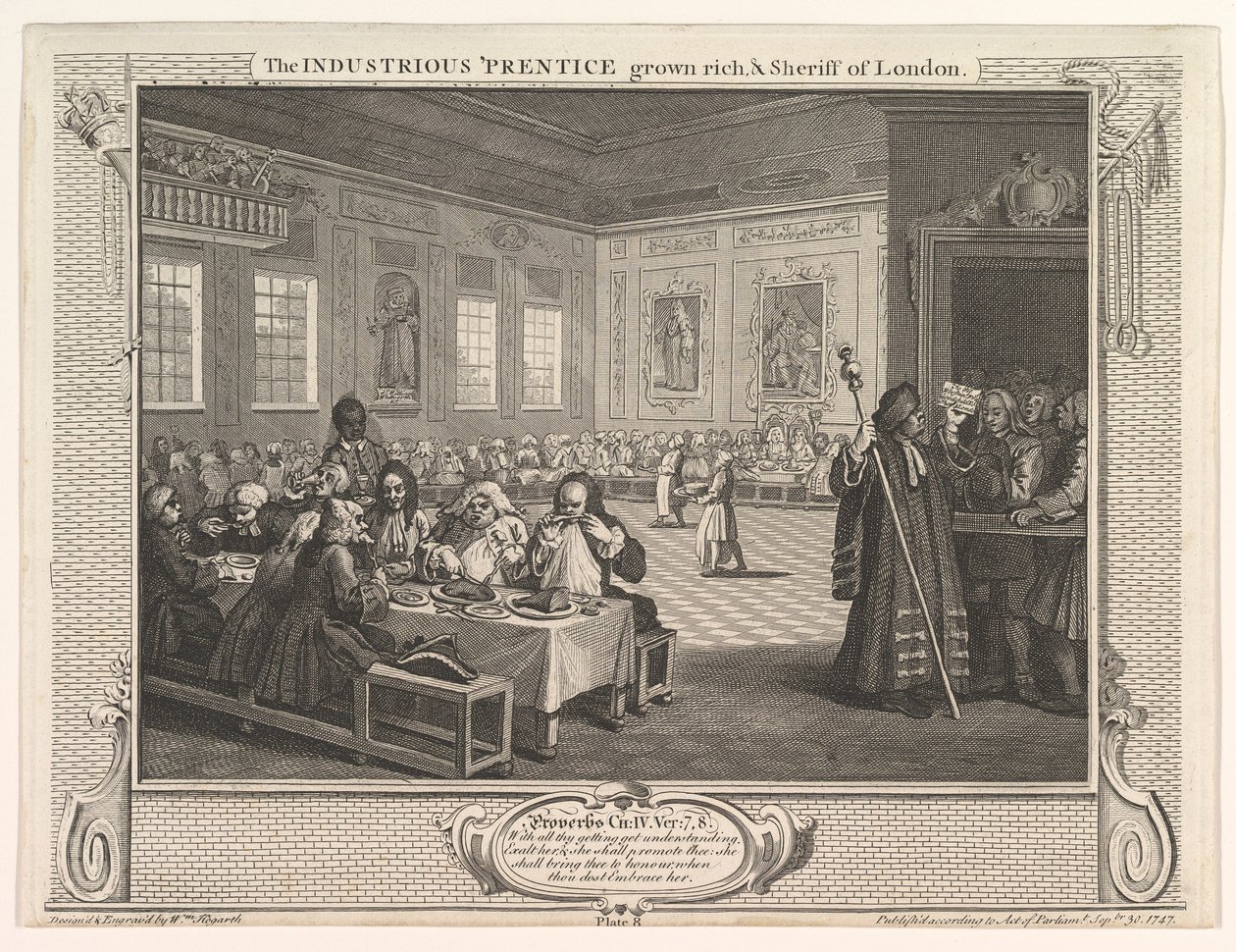 The Industrious Prentice Grown Rich and Sheriff of London Industry and Idl..., 30 września 1747. autorstwa William Hogarth
