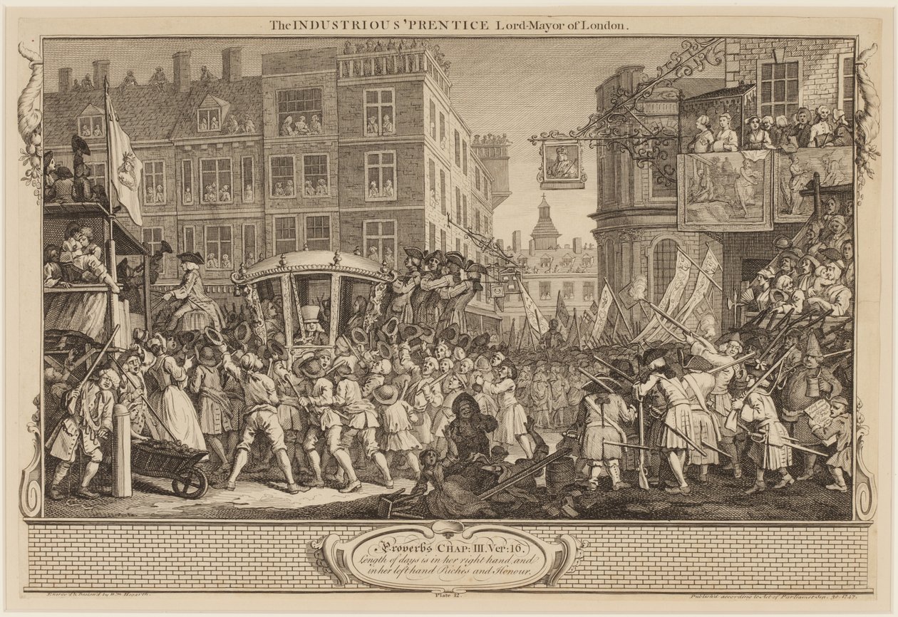 Pracowity „Prentice Lord Mayor of London” autorstwa William Hogarth