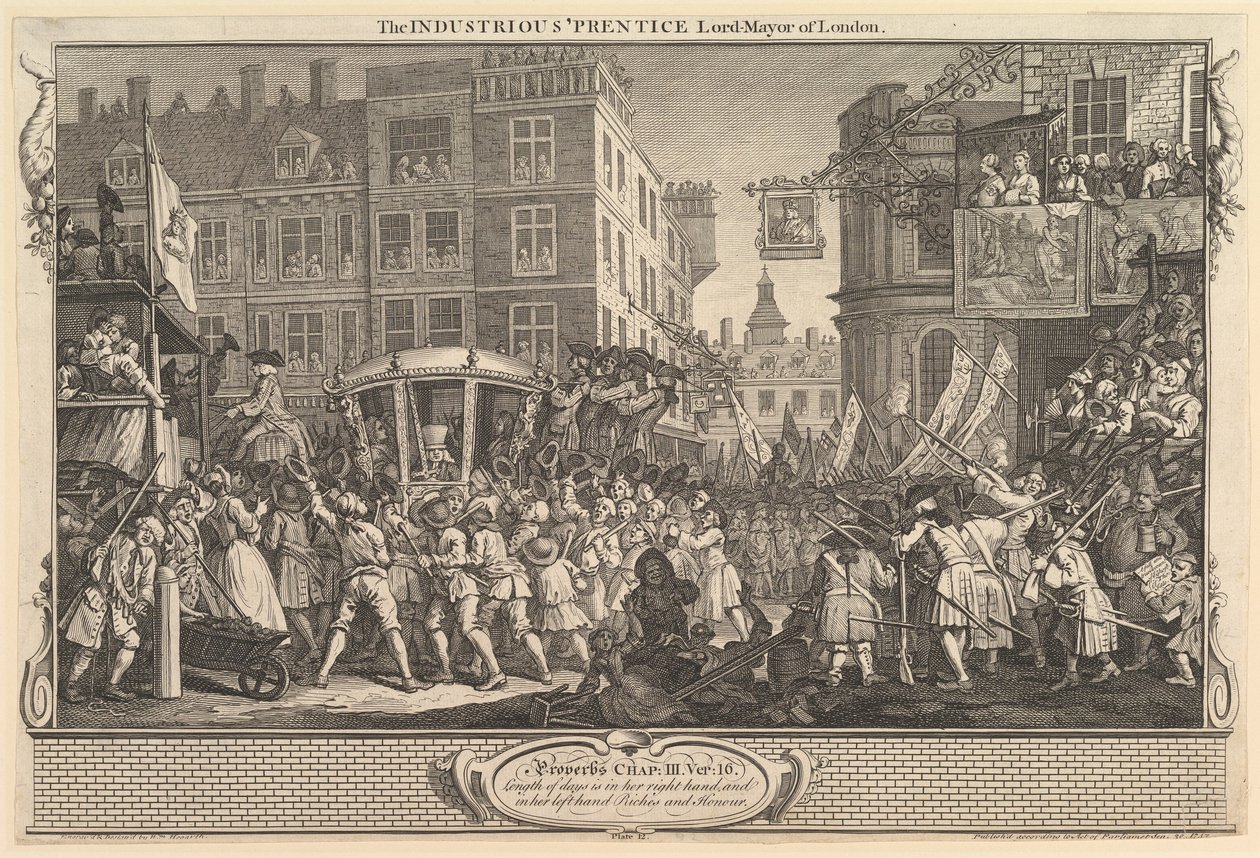 The Industrious Prentice Lord Mayor of London: Industry and Idleness, płyta..., 30 września 1747. autorstwa William Hogarth