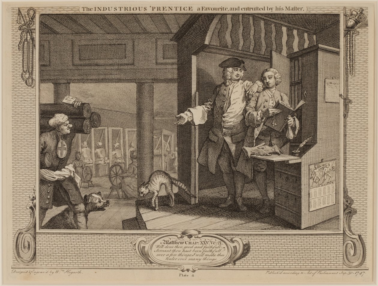 Pracowity „Uczeń Faworytem i powierzony przez swego Mistrza” autorstwa William Hogarth