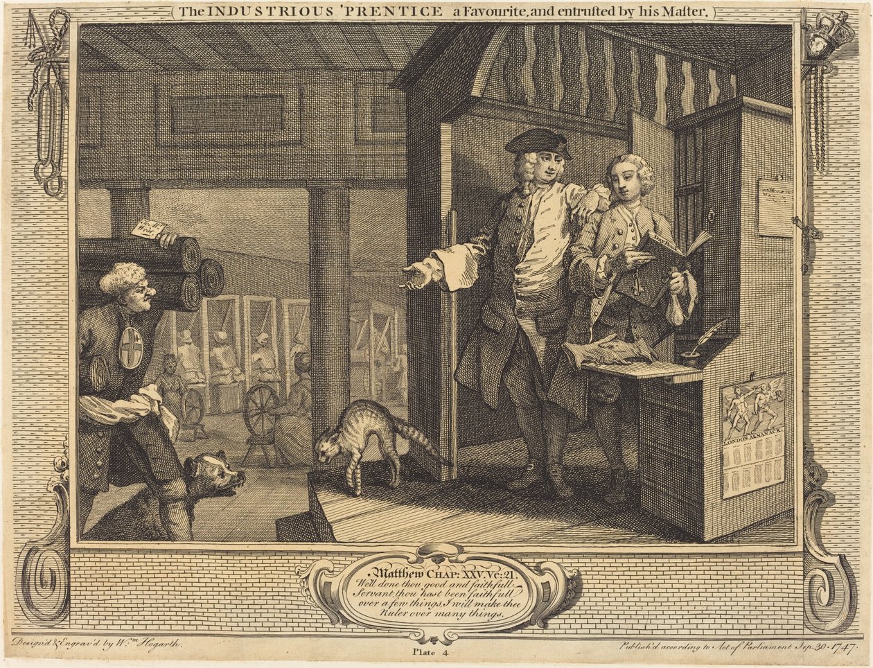 Pracowity „Uczeń Ulubiony i powierzony przez swego Mistrza” autorstwa William Hogarth