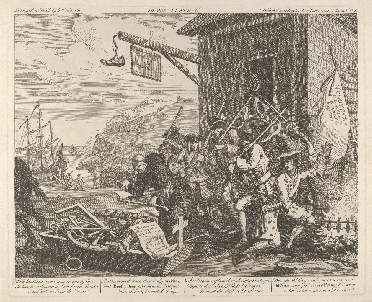 Inwazja, tablica 1: Francja autorstwa William Hogarth