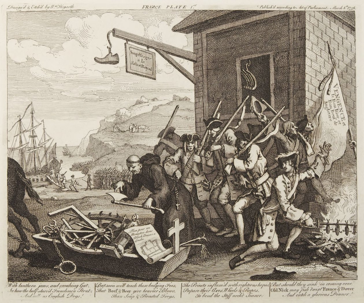 Inwazja, tablica 1: Francja autorstwa William Hogarth