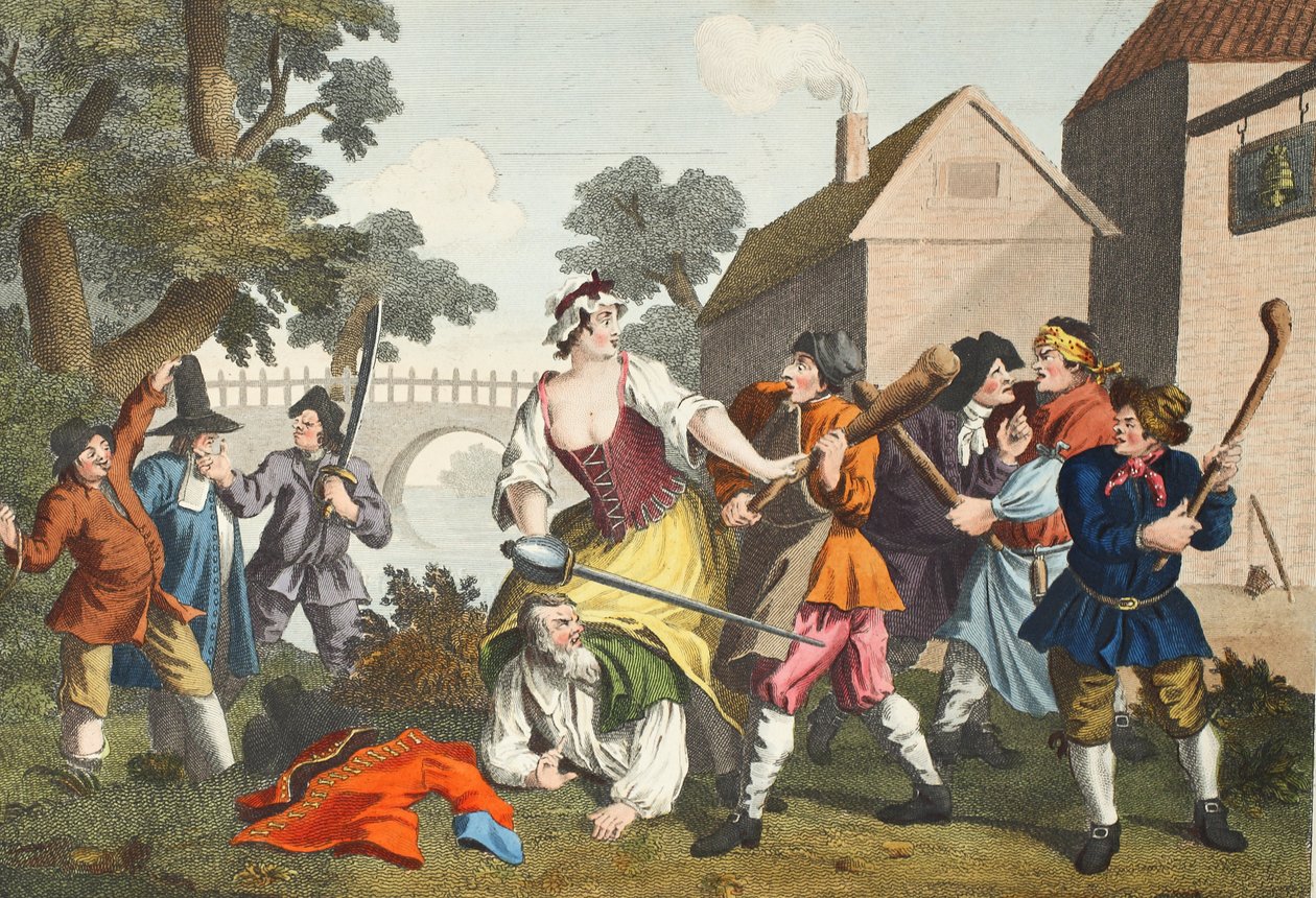 Rycerz poddaje się Trulli, z „Hudibras” Samuela Butlera (1612-80), ilustracja z „Hogarth Restored: The Whole Works of the sławny William Hogarth, ponownie grawerowany przez Thomasa Cooka”, wyd. 1812 autorstwa William Hogarth