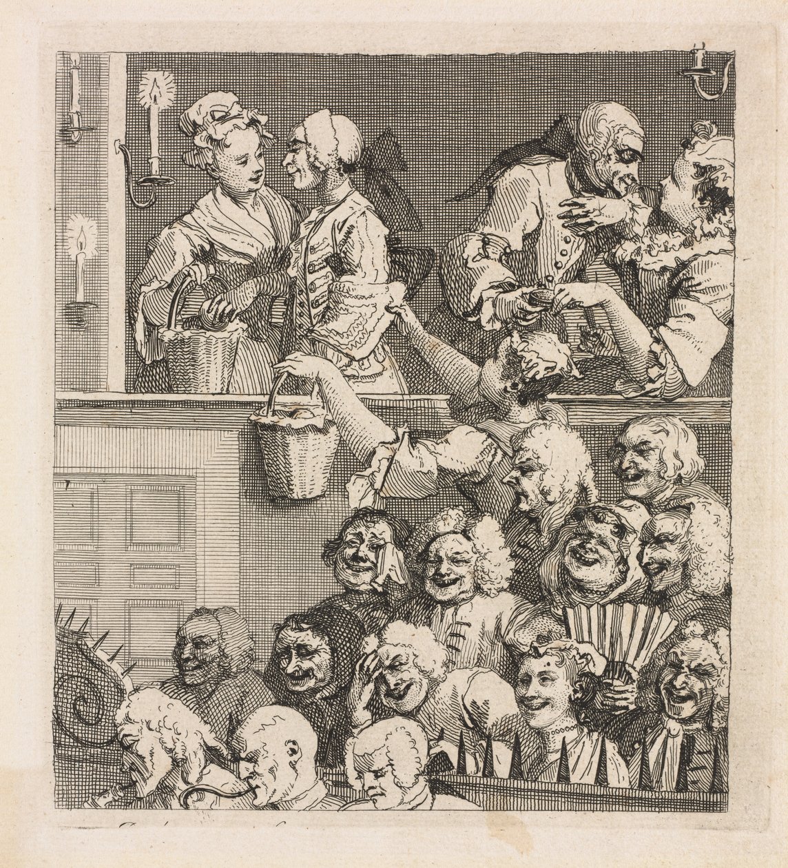 Roześmiana publiczność, 1733. autorstwa William Hogarth