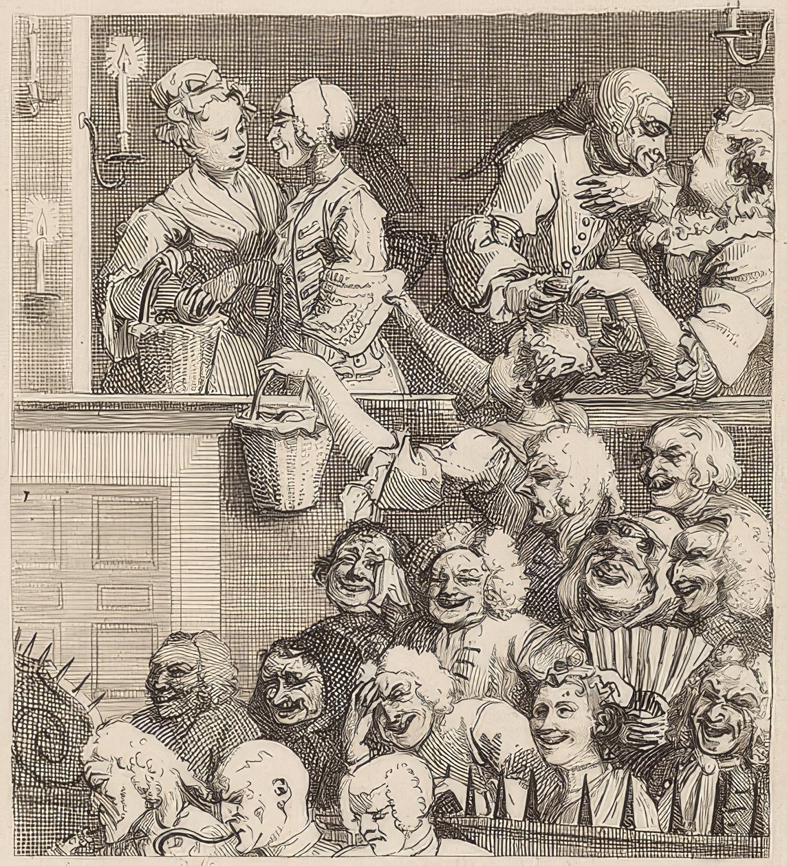 Roześmiana publiczność. 1733 autorstwa William Hogarth