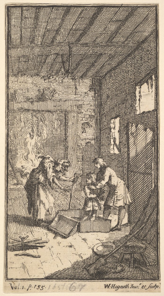 Nowa metamorfoza, płyta 4: Invidiosa uwalnia Fantasio, 1724. autorstwa William Hogarth