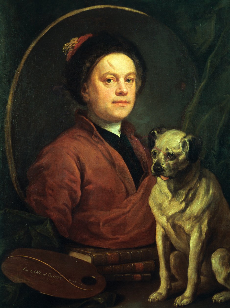 Malarz i jego mops, 1745 autorstwa William Hogarth