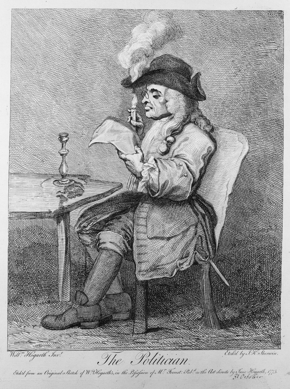 Polityk, wyryty przez Johna Keyse Sherwina, 1775 autorstwa William Hogarth