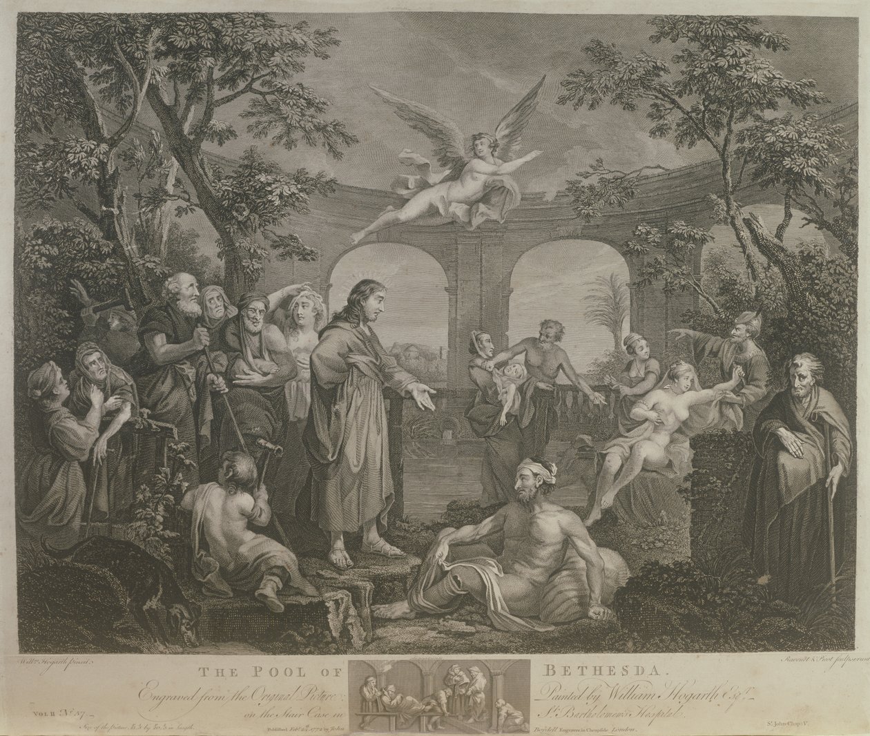 Pula Bethesda, rytowana przez J.M. Delatre i Simona Francisa Raveneta, opublikowana przez Johna Boydella (1719-1804) 1772 autorstwa William Hogarth