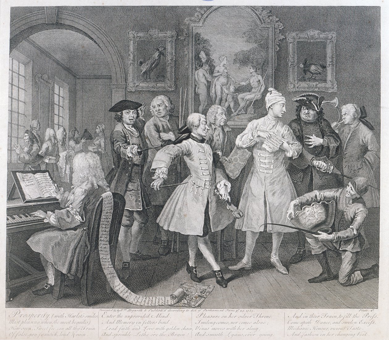 Wał Rakes, płyta II, z A Rakes Progress, 1735 autorstwa William Hogarth