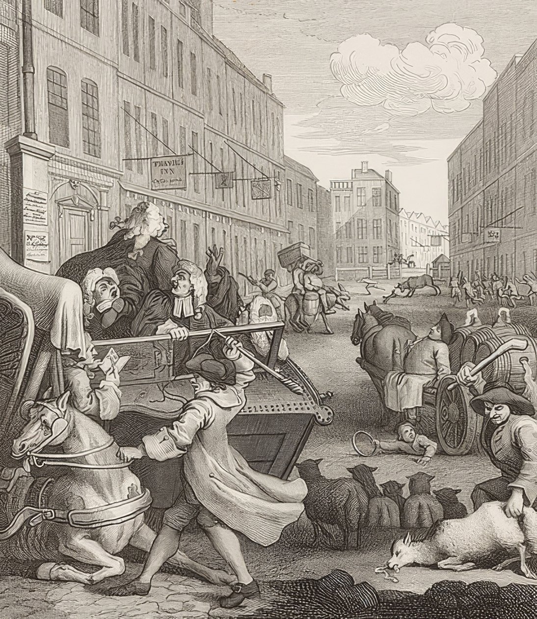 Drugi etap okrucieństwa. Od: Cztery etapy okrucieństwa / Cztery etapy okrucieństwa. 1751 autorstwa William Hogarth