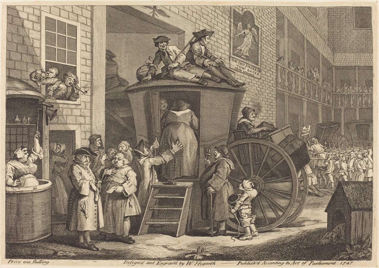 Dyliżans, czyli Country Inn Yard autorstwa William Hogarth
