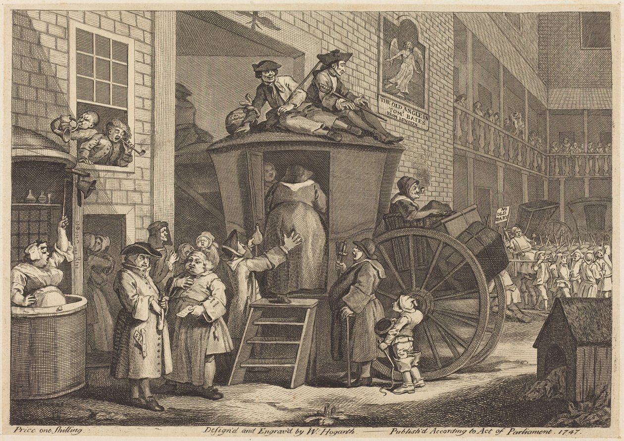 Dyliżans, czyli dziedziniec wiejskiej gospody autorstwa William Hogarth