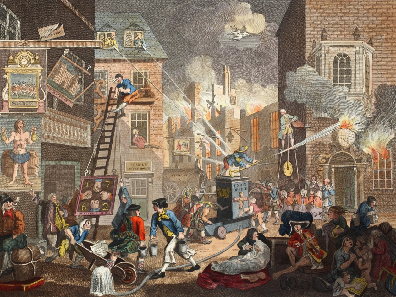 The Times, płyta I, ilustracja z „Hogarth Restored: The Whole Works of the sławny William Hogarth, ponownie grawerowany przez Thomasa Cooka”, wyd. 1812 (grawerowanie ręcznie kolorowane) autorstwa William Hogarth