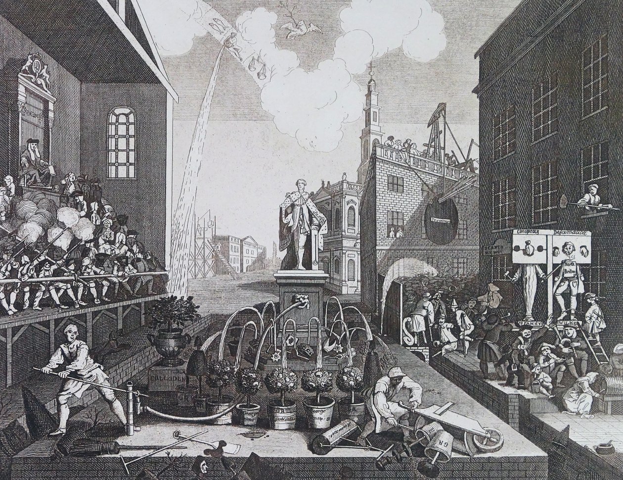 Dwóch przestępców pod pręgierzem lub dyby w Londynie autorstwa William Hogarth