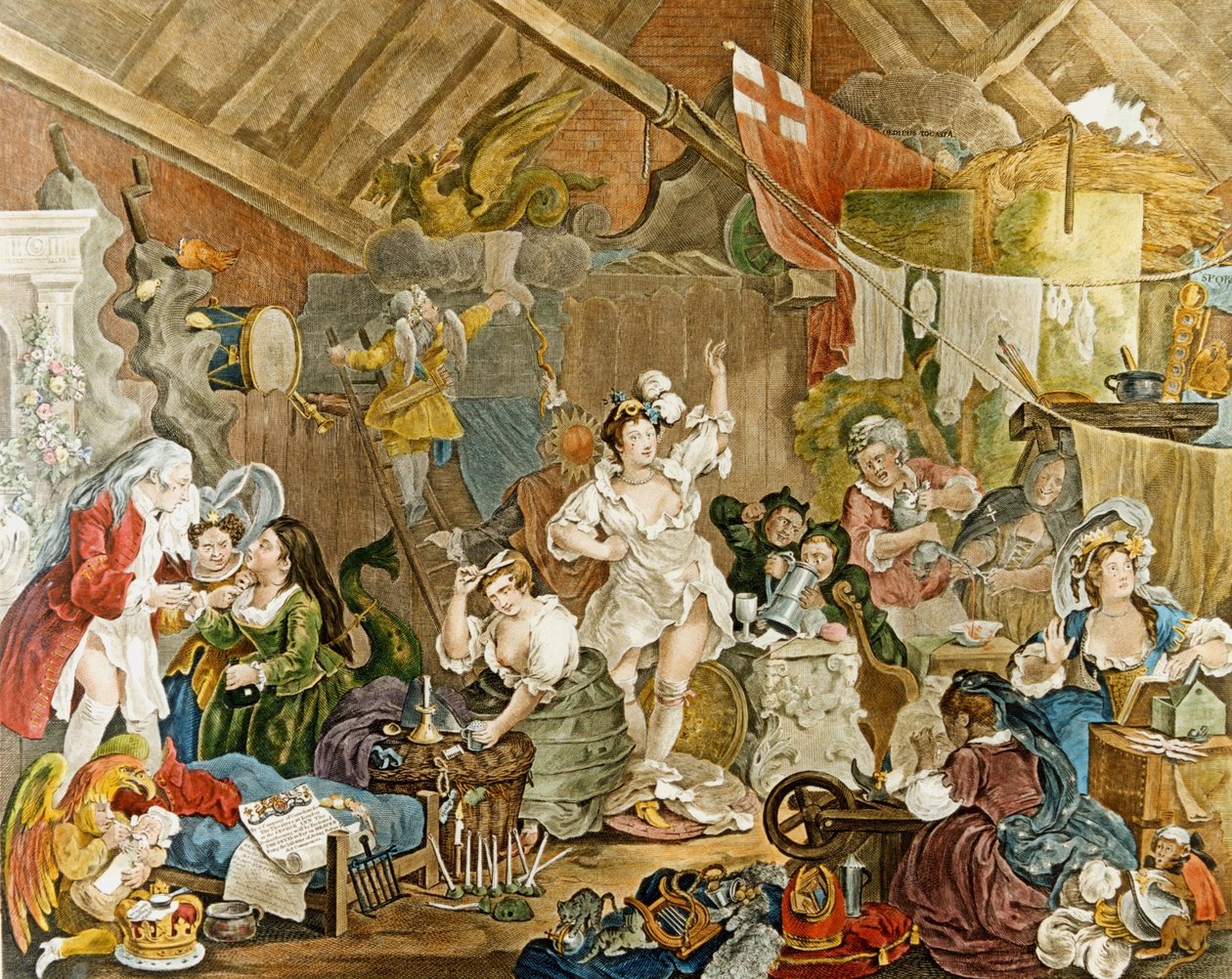 „Spacerujące aktorki przebierające się w stodole” Williama Hogartha, 1738 r autorstwa William Hogarth