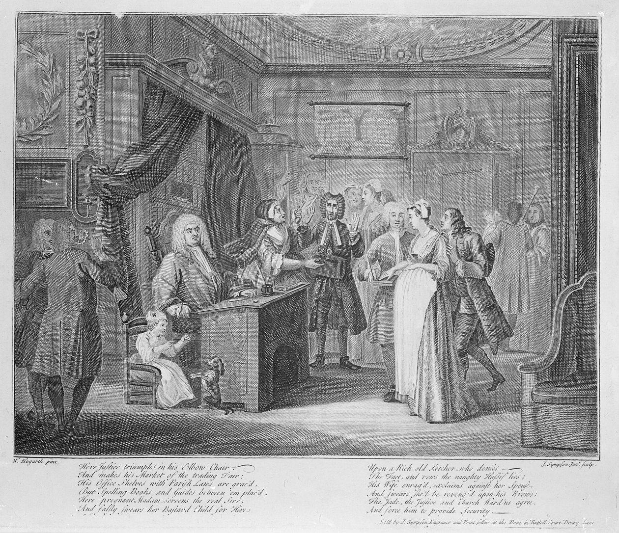 Kobieta przyrzekająca dziecko obywatelowi grobu, ok. 1735 autorstwa William Hogarth