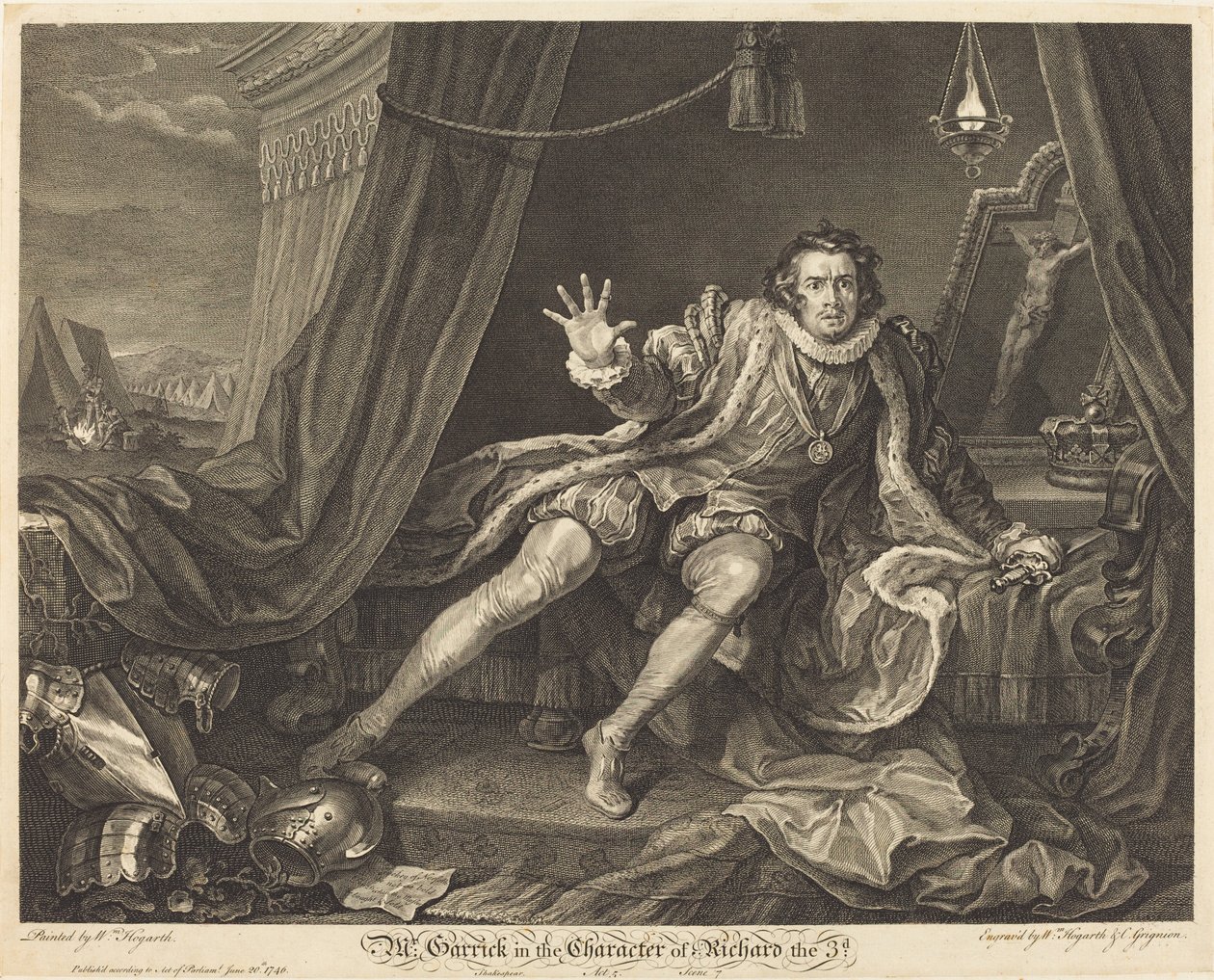 Garrick w roli Ryszarda III autorstwa William Hogarth and Charles Grignion