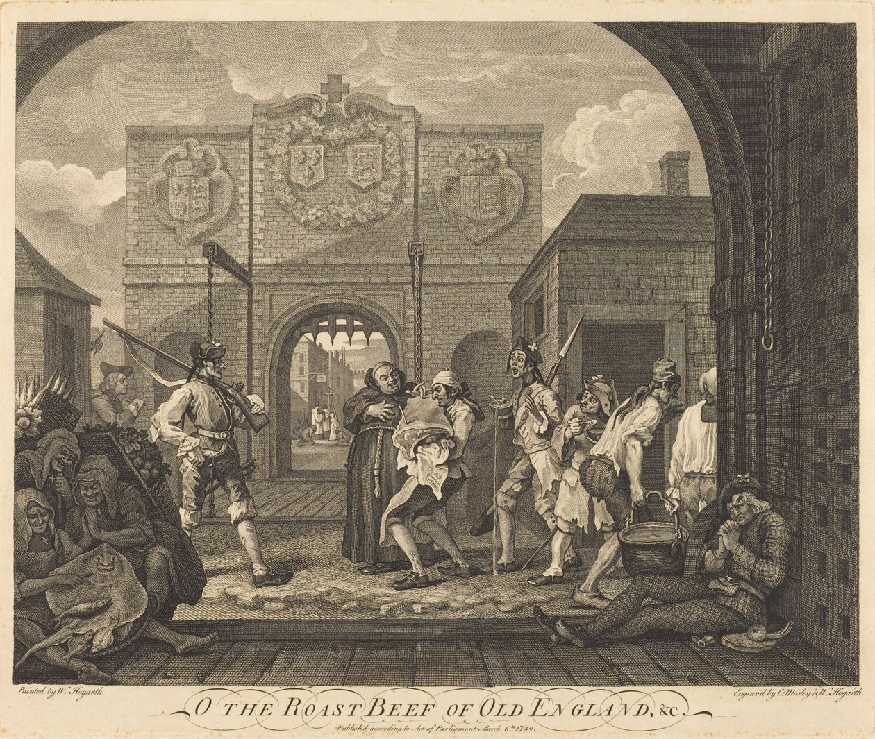 Brama Calais, czyli pieczeń wołowa starej Anglii autorstwa William Hogarth and Charles Mosley