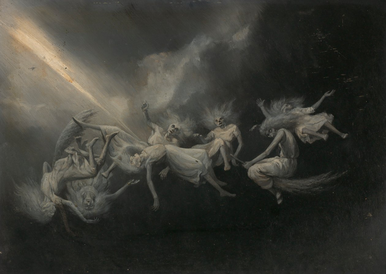Piorun uderzył w stado czarownic, połowa XIX wieku. autorstwa William Holbrook Beard