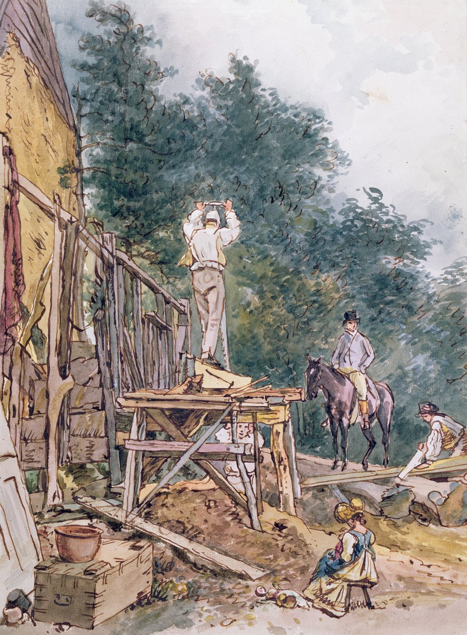 Dr Monro dokonujący inspekcji stajni (pióro i atrament oraz toaleta na papierze) autorstwa William Holman Hunt