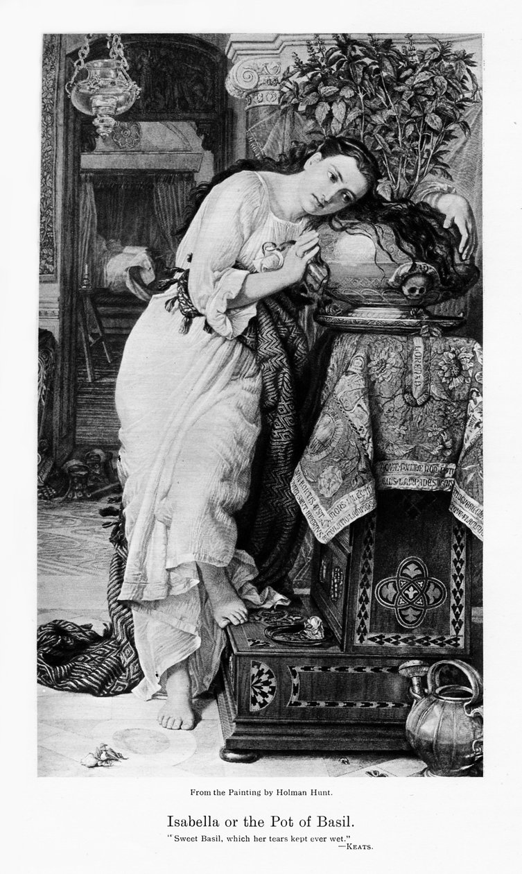Izabela i garnek bazylii, ok. 1867 r. autorstwa William Holman Hunt