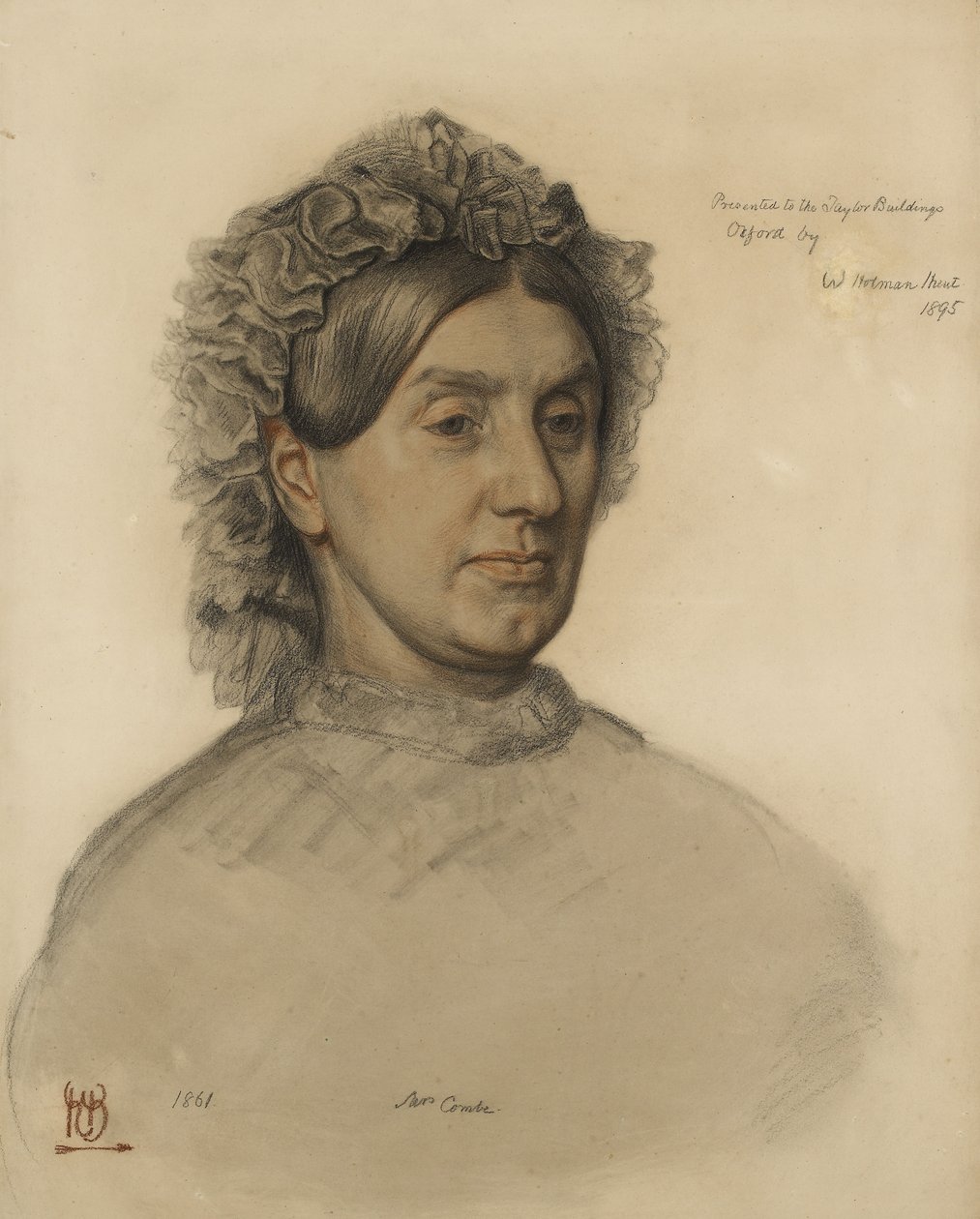 Pani Thomas Combe (1806-1893) (kreda czerwona i czarna) autorstwa William Holman Hunt