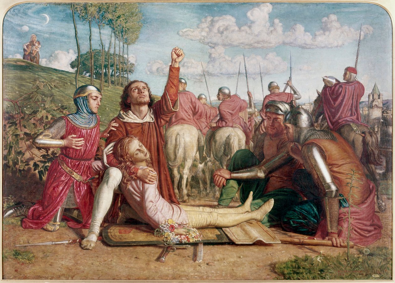 Rienzi przysięga uzyskać zadośćuczynienie za śmierć swojego młodszego brata, ofiary potyczki między Orsini i Colonna autorstwa William Holman Hunt