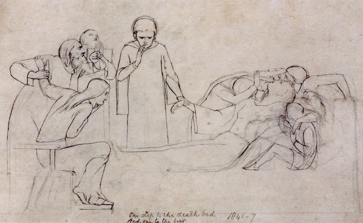 Studia do postaci Doktora, Żałobników i Minerwy, 1846 autorstwa William Holman Hunt