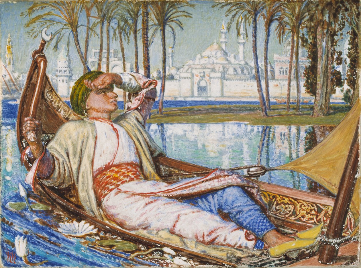 „Złoty Prime of Good Haroun Alraschid”, 1866 przerobiony w 1891. Artyści: William Holman Hunt, William Holman Hunt. autorstwa William Holman Hunt