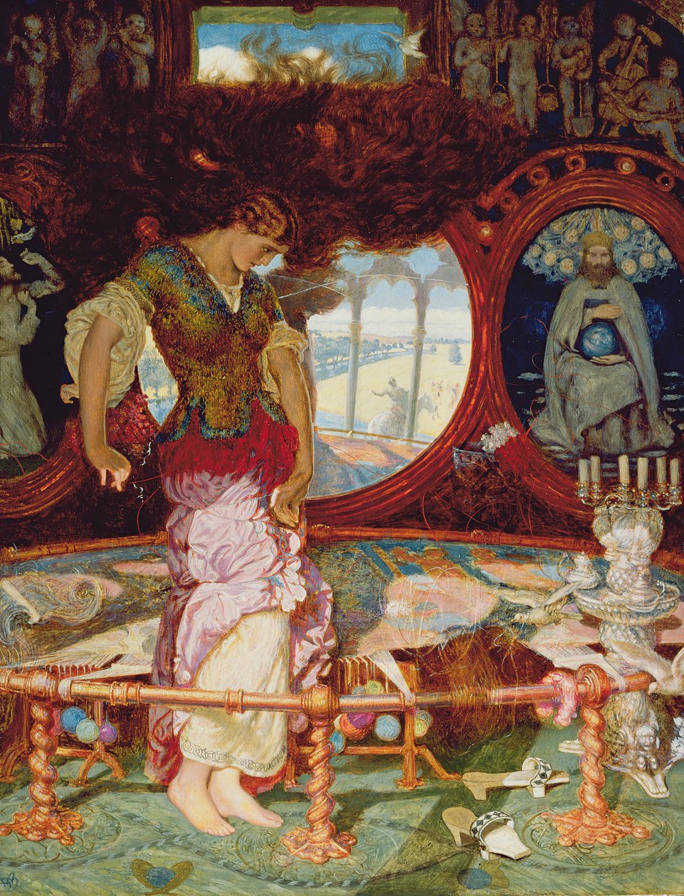 Dama z Shalott, ok. 1886-1905 (olej na desce) (patrz także 495754) autorstwa William Holman Hunt