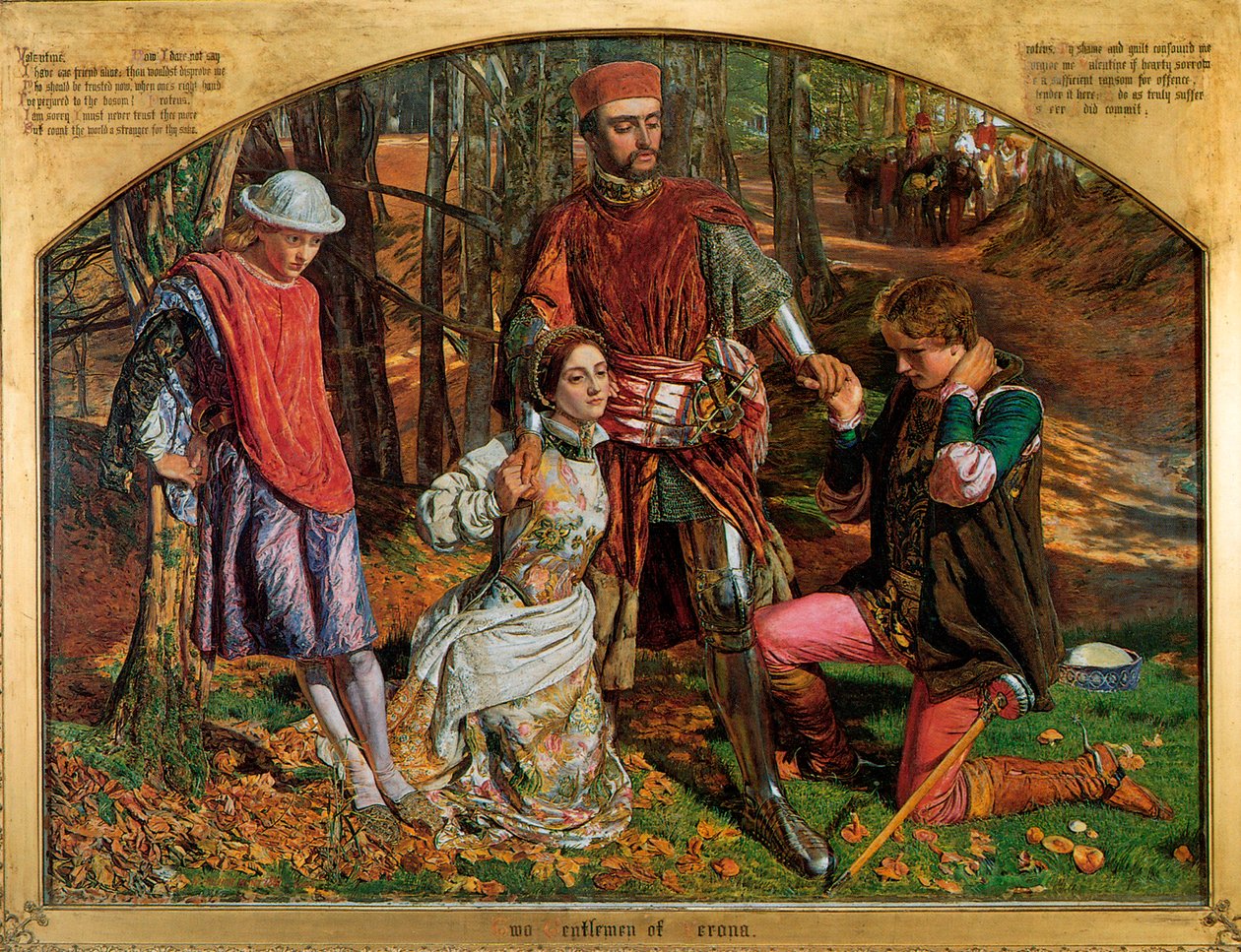 Walentynka ratująca Sylwię z rąk Proteusza, 1851. autorstwa William Holman Hunt