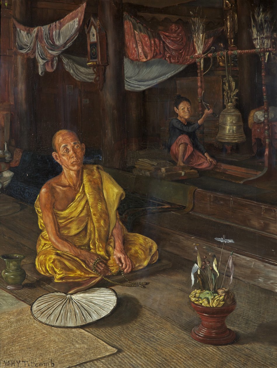 Ksiądz birmański - Wezwanie do modlitwy (olej na płótnie) autorstwa William Holt Yates Titcomb