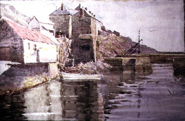 Wejście do portu, Polperro (akwarela na papierze) autorstwa William Holt Yates Titcomb