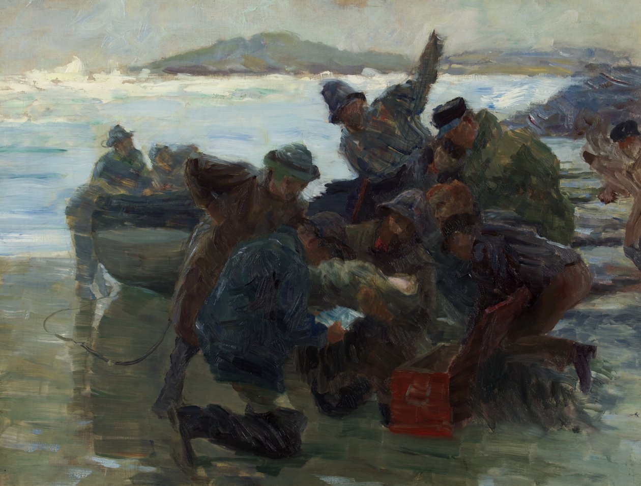 Szkic do Cast Up by the Sea, ok. 1895 (olej na płótnie) autorstwa William Holt Yates Titcomb