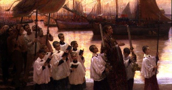 Kościół w Kornwalii: procesja z okazji dnia modlitwy autorstwa William Holt Yates Titcomb