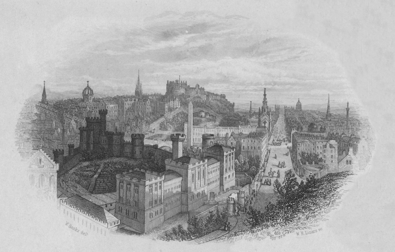 Edynburg Z Calton Hill, początek XIX wieku. autorstwa William Home Lizars