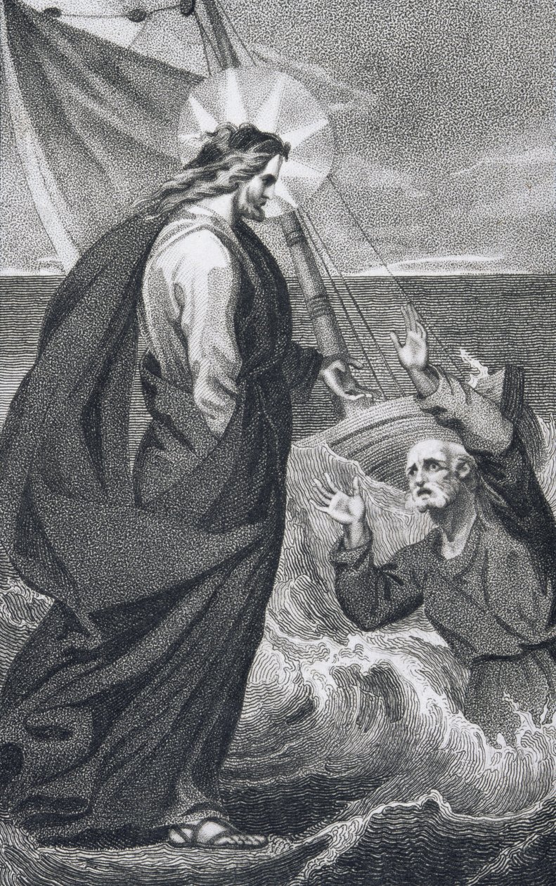 Christ Reproaching Peter, z „Historii i życia naszego Błogosławionego Pana i Zbawiciela Jezusa Chrystusa”, wielebnego J. Milnera, opublikowanej przez B. Crosby