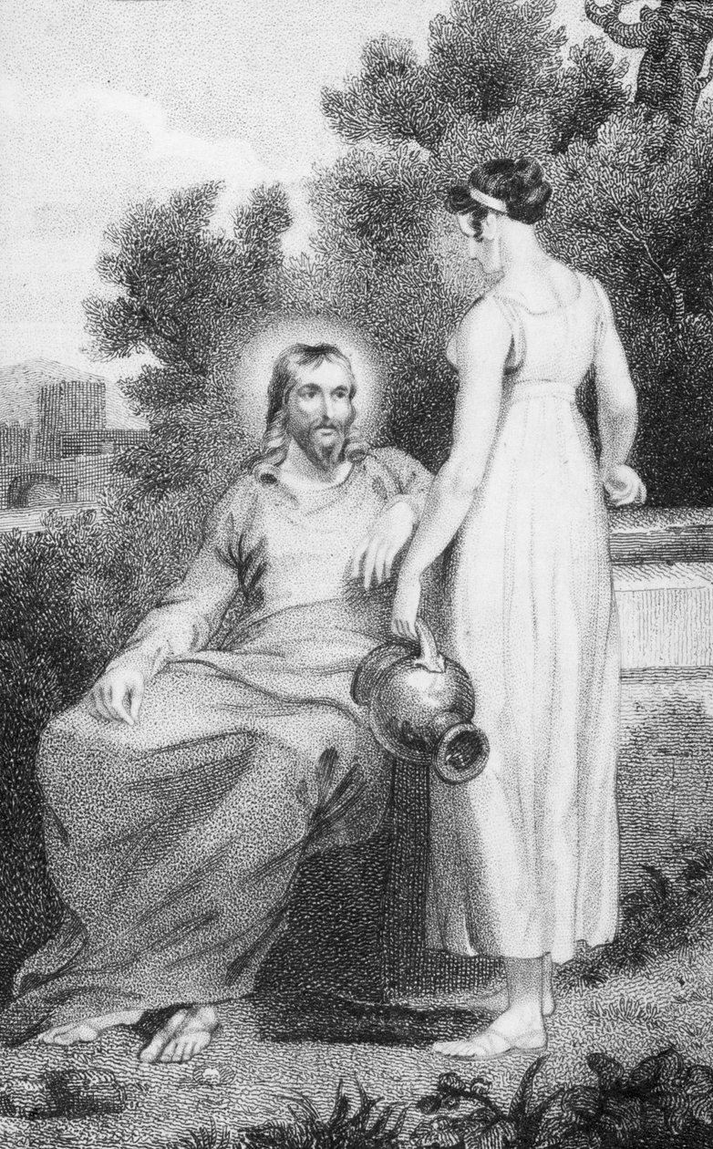 Chrystus i kobieta z Samarii, z „Historii i życia naszego Błogosławionego Pana i Zbawiciela Jezusa Chrystusa”, wielebnego J. Milnera, opublikowanej przez B. Crosby