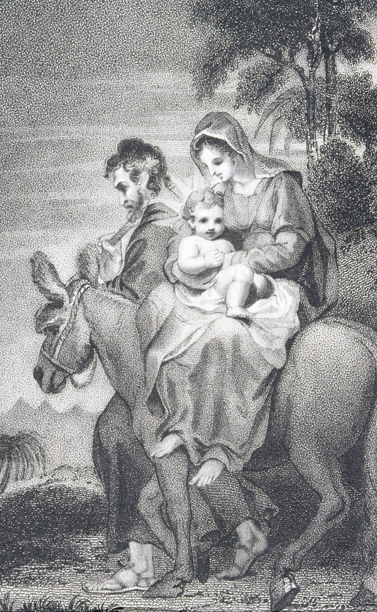 Ucieczka do Egiptu, z „Historii i życia naszego Błogosławionego Pana i Zbawiciela Jezusa Chrystusa”, wielebnego J. Milnera, opublikowanej przez B. Crosby
