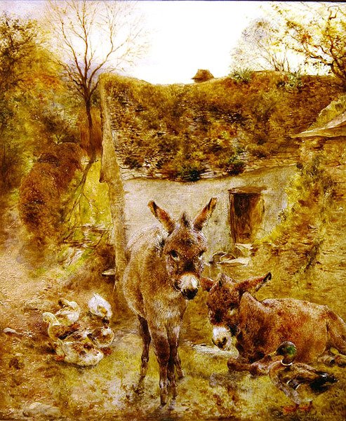 Osły i kaczki w zagrodzie autorstwa William Huggins