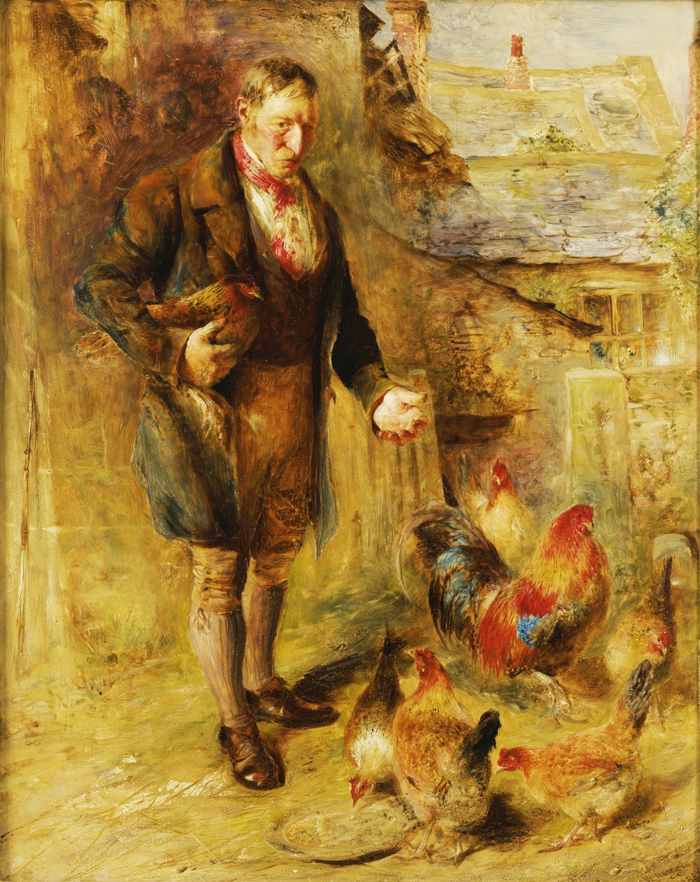 Autoportret, lat 38, z kurczakami autorstwa William Huggins