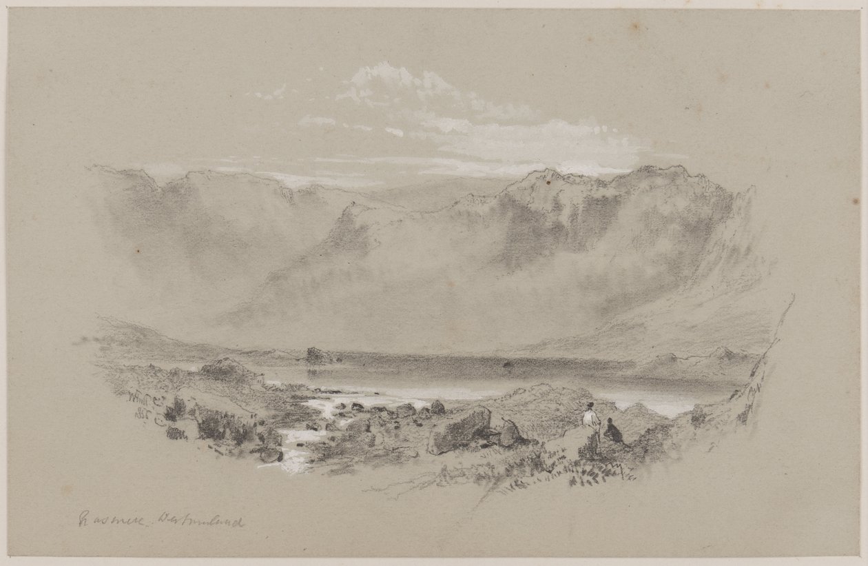 Grasmere, Westmorland (kreda i gwasz na papierze) autorstwa William Hull