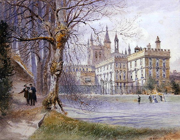 New College z ogrodów College (akwarela na ołówku) autorstwa William Hull
