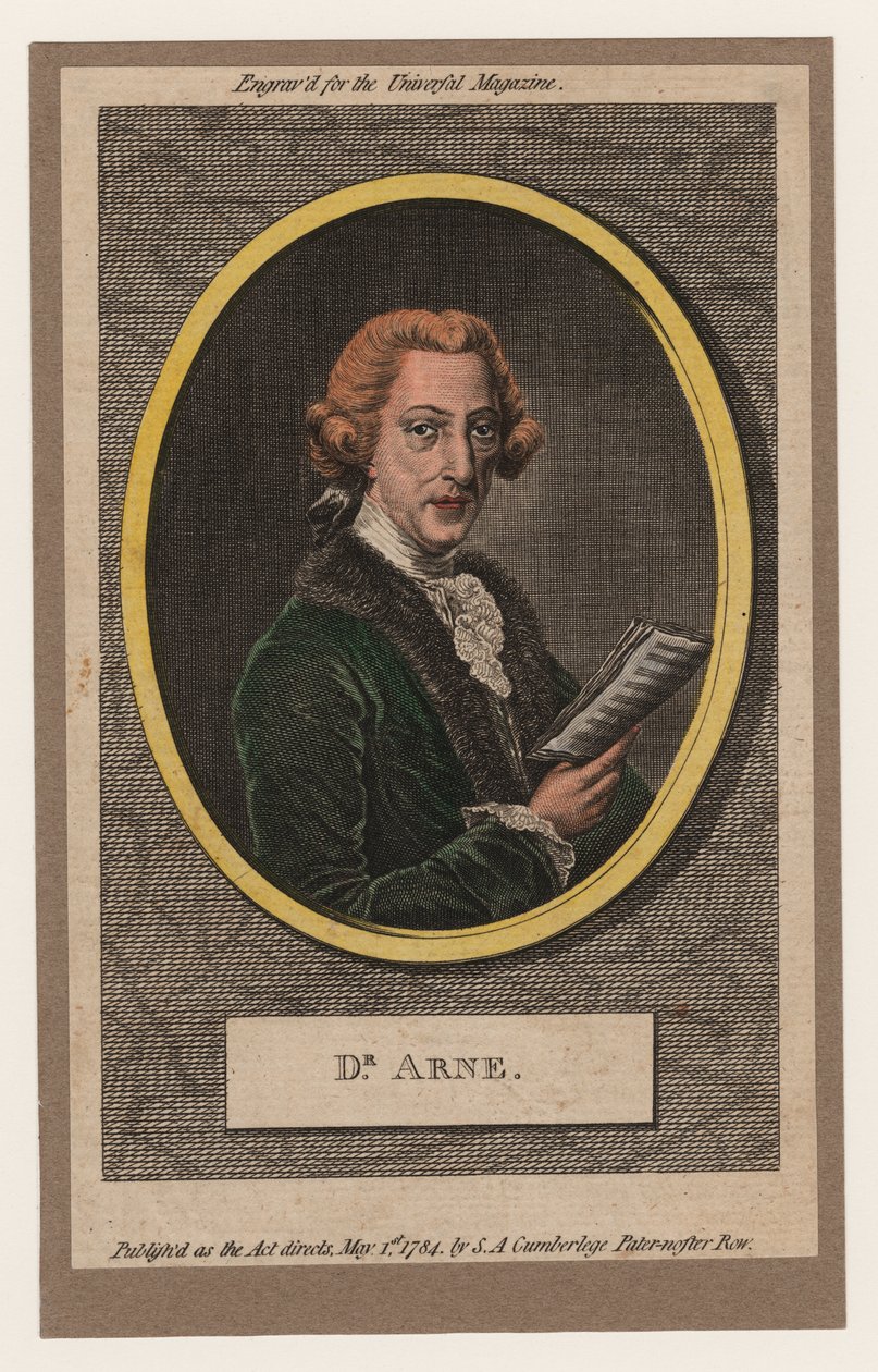 Dr Arne, 1784 (ręcznie barwiony grawerunek) autorstwa William Humphrey