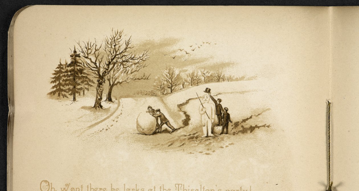 Dzieci i bałwan. Pociąg świąteczny: piosenka z „Dulce Domum” ... Ilustrowane przez W. J. Webba.  Frederick Langbridge  Londyn, 1891 autorstwa William J. Webbe or Webb