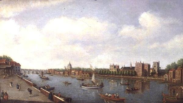 Widok na Tamizę w Pałacu Lambeth, ok. 1770 autorstwa William James