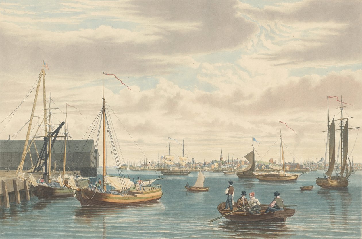 Boston: Z Ship House West End of the Navy Yard, opublikowane w 1833 roku. autorstwa William James Bennett