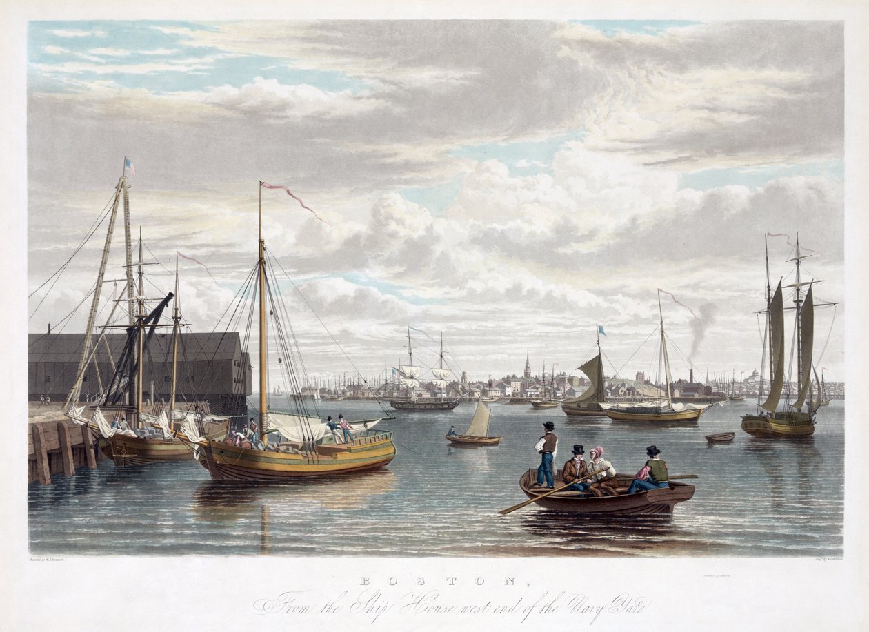 Boston, z Domu Okrętowego, zachodni koniec Navy Yard, ok. 1833 r. autorstwa William James Bennett